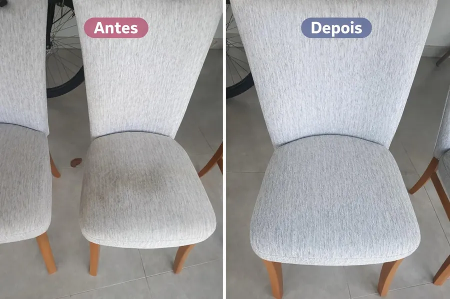 Cadeiras de jantar antes e depois da limpeza