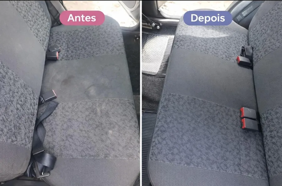 Banco automotivo antes e depois da higienização